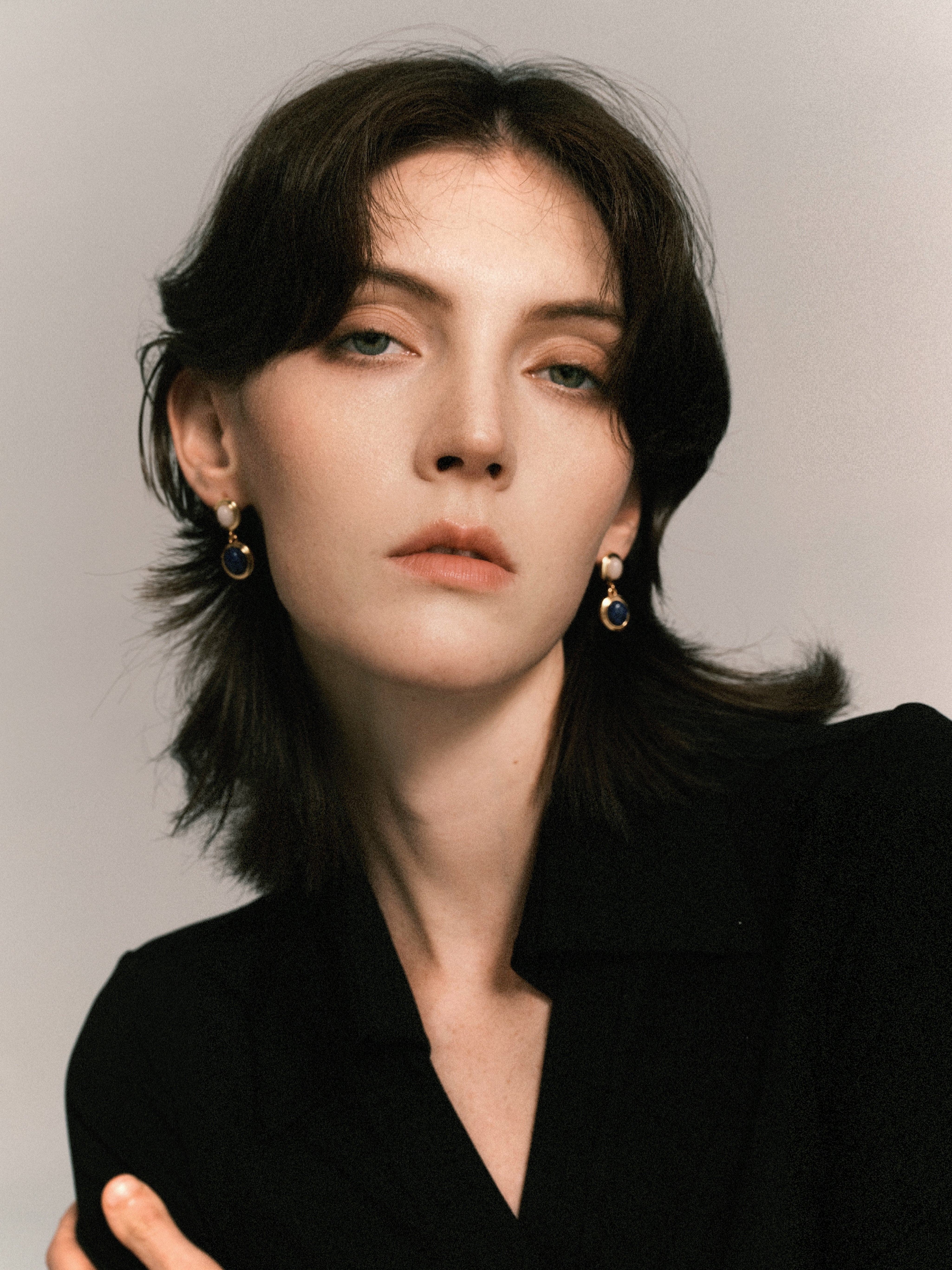 Brass Natural Stone Neutral Style Earrings