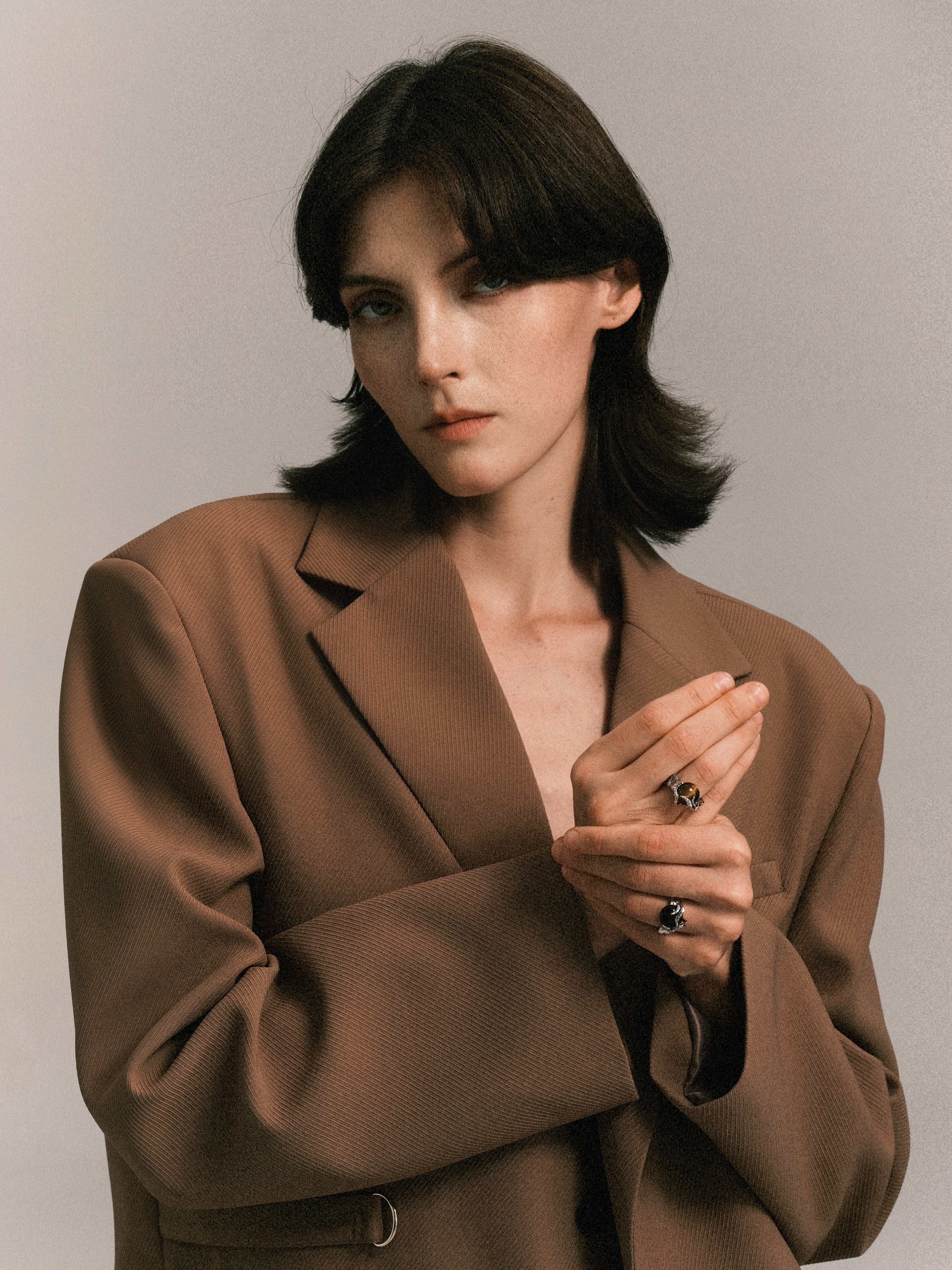 925 Silver Thorn Textured Natural Stone Ring (Size 7)