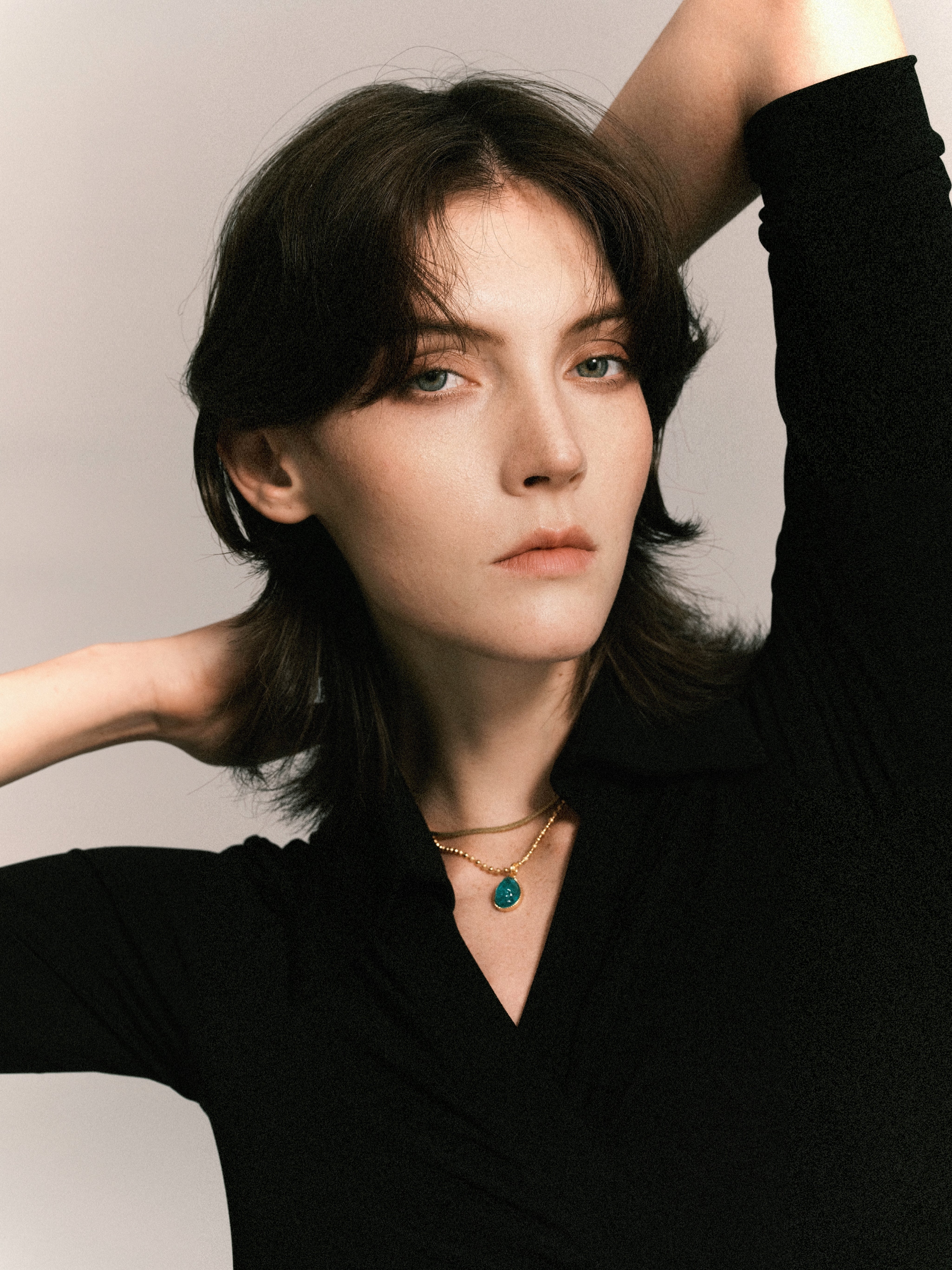 Copper Ocean Green Resin Pendant Necklace Set