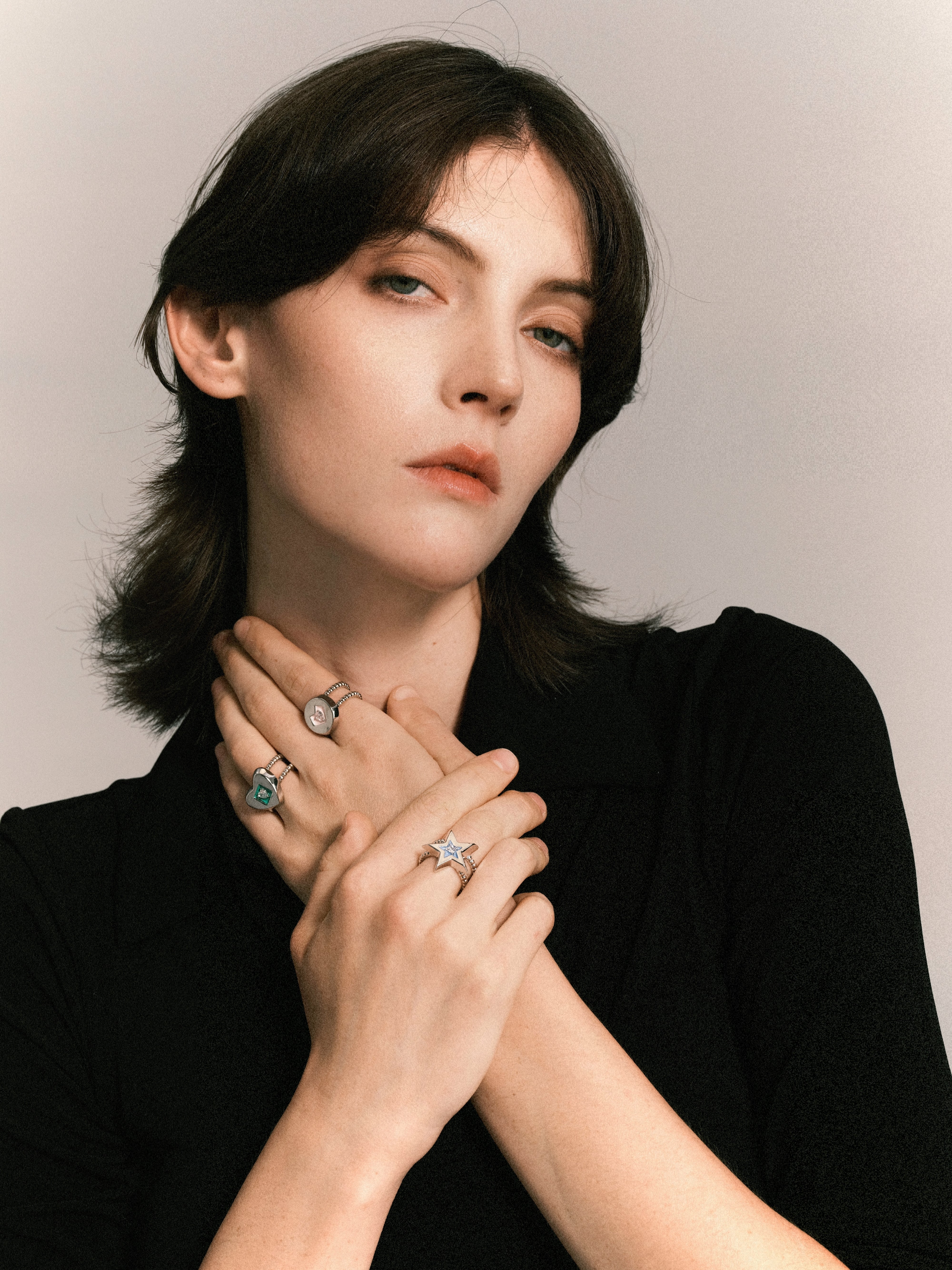 Metallic Zircon Embed Ring