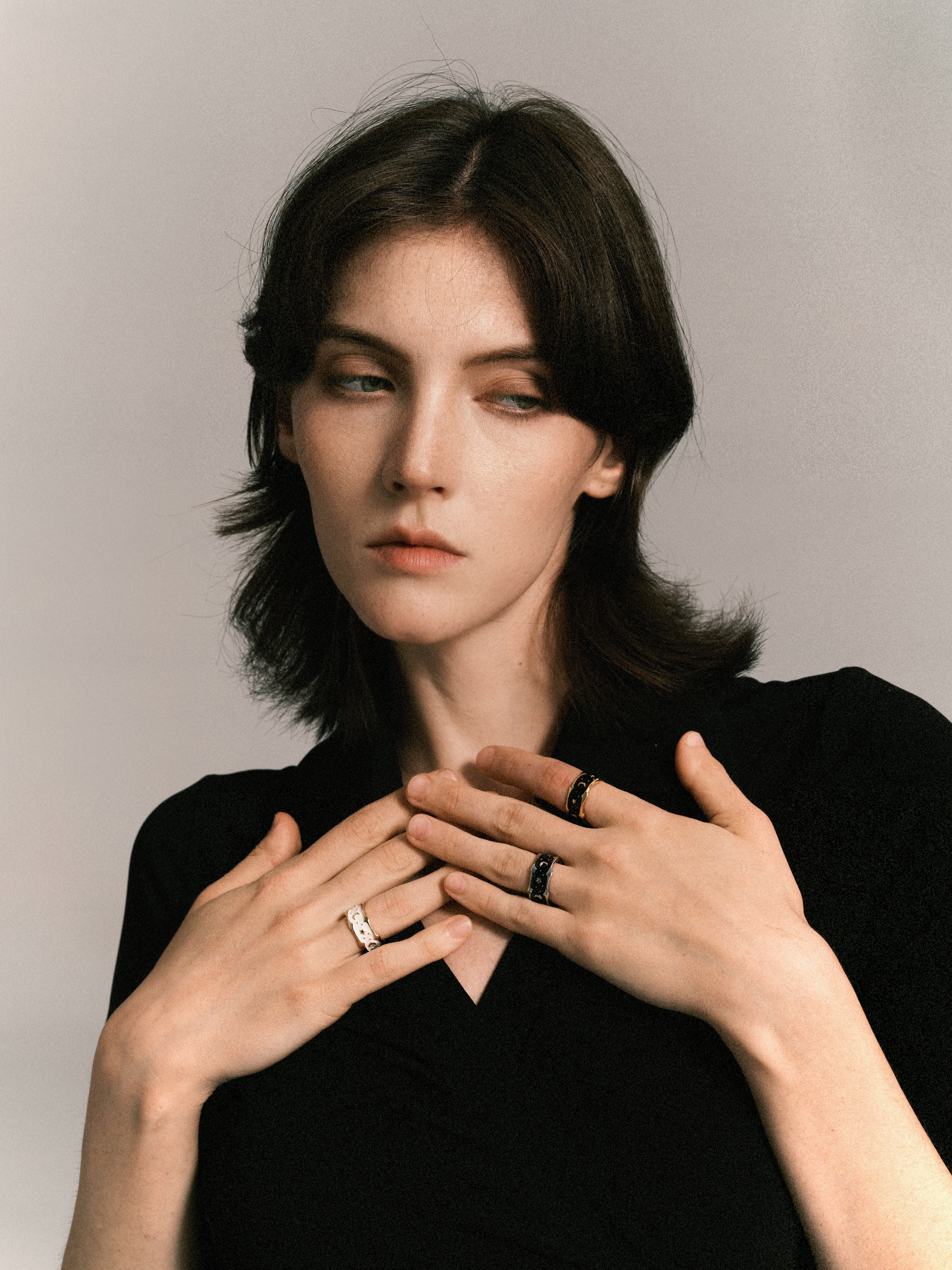 Star N Moon Cold Enamel Ring Set