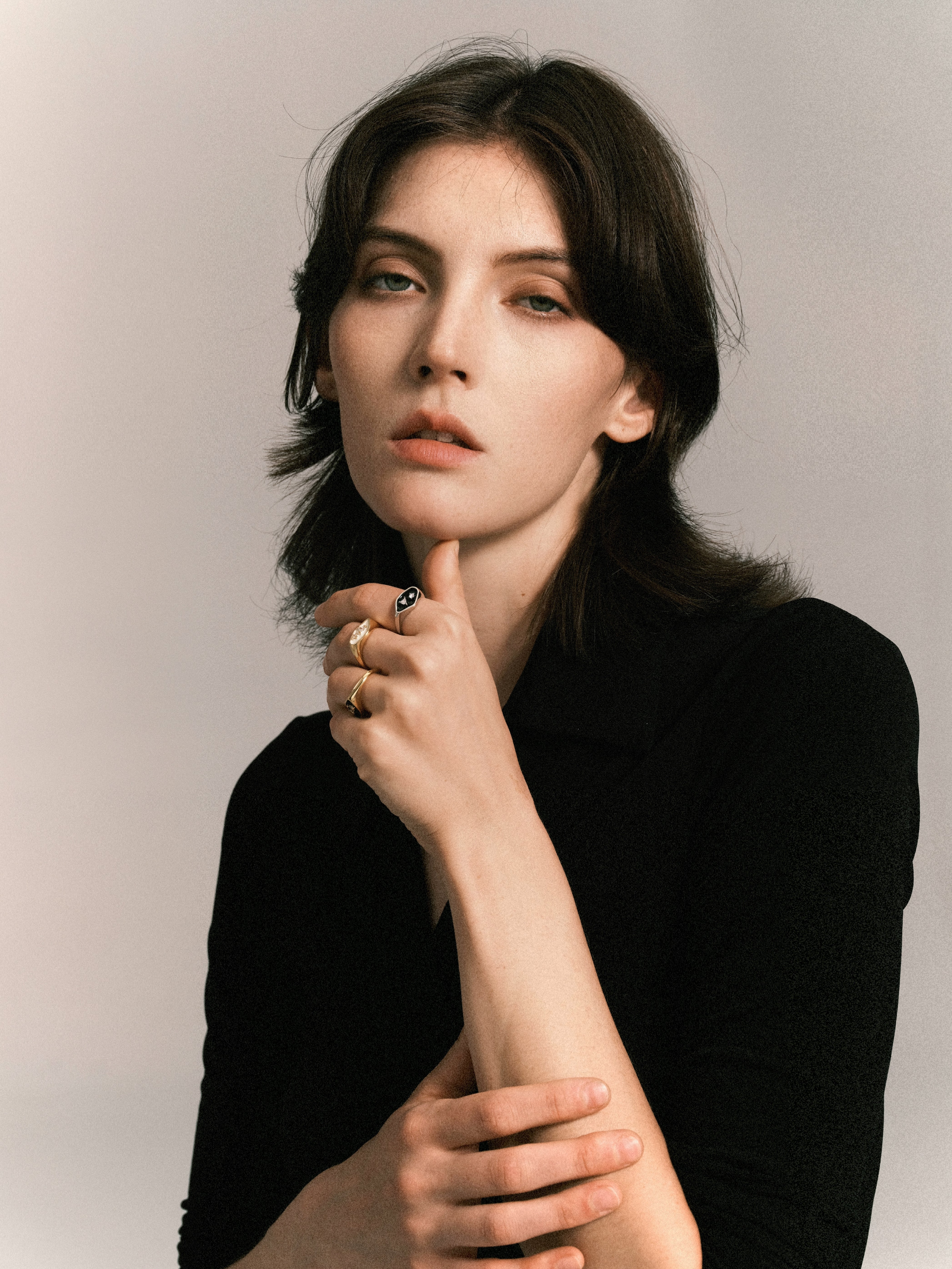 Zircon Ring Set With Cold Enamel