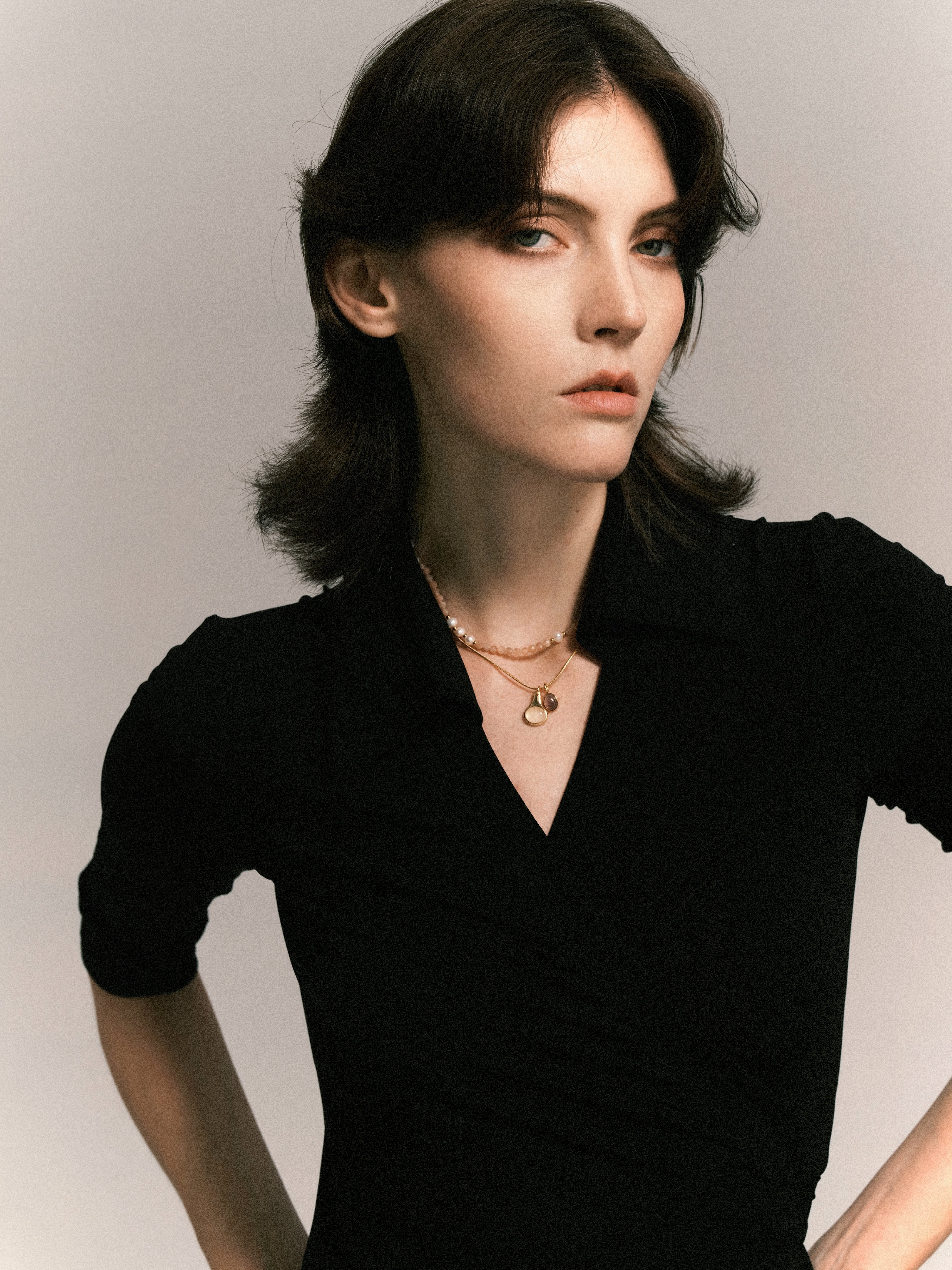 Purple Natural Stone Pearl Pendant Necklace Set