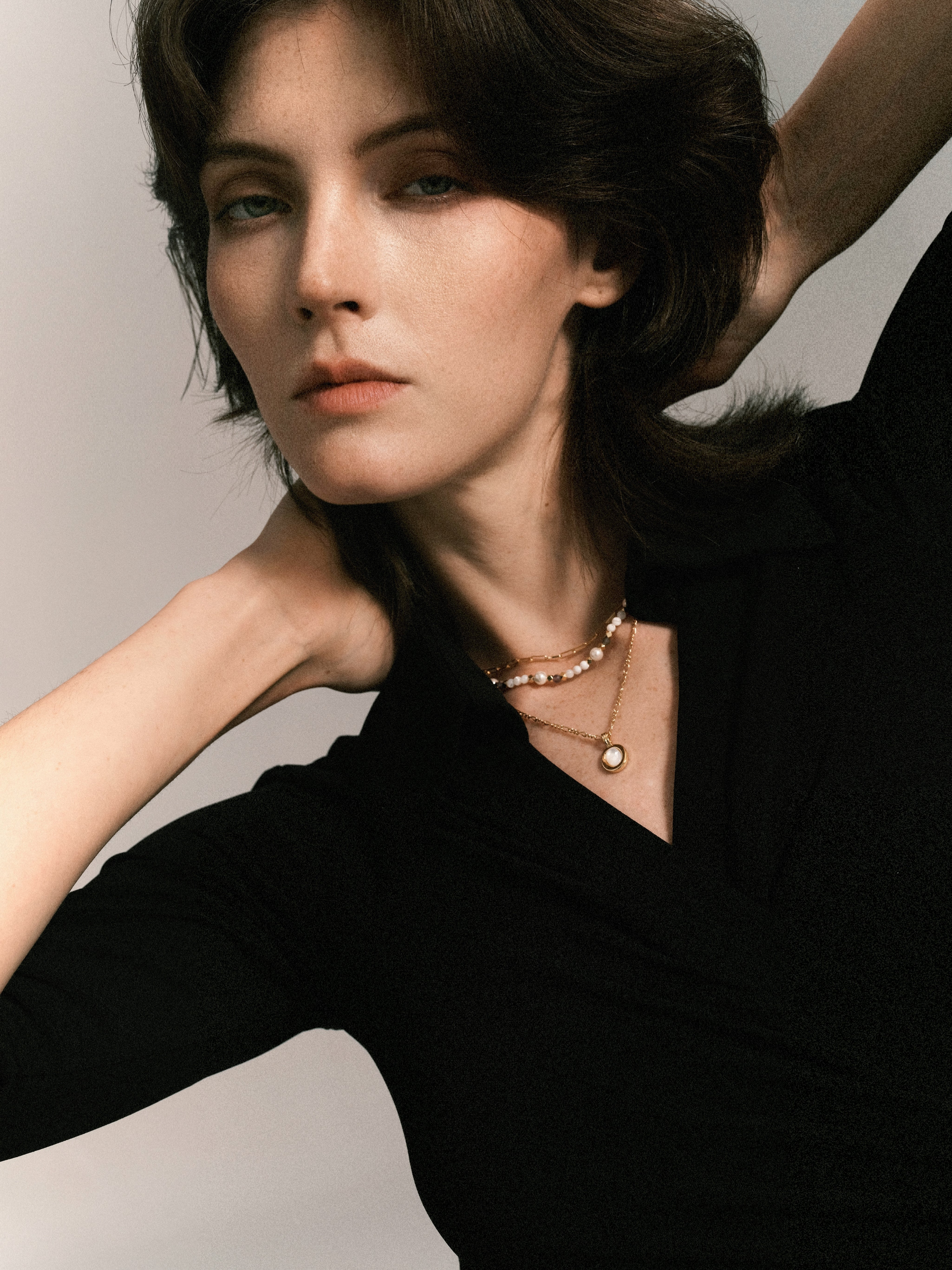 Natural Stone Imitation Pearl Gold Necklace