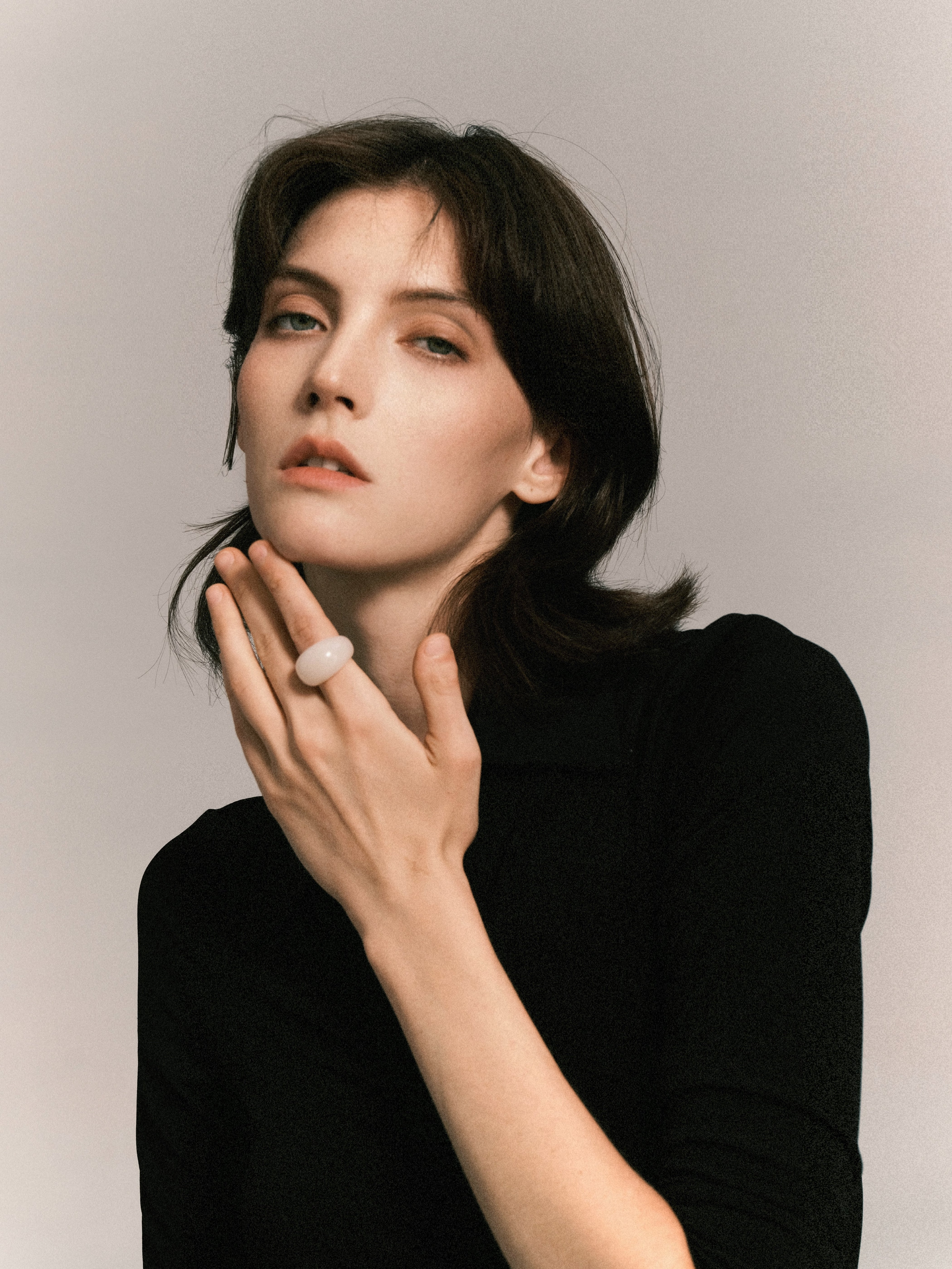 Vintage Natural White Agate Ring