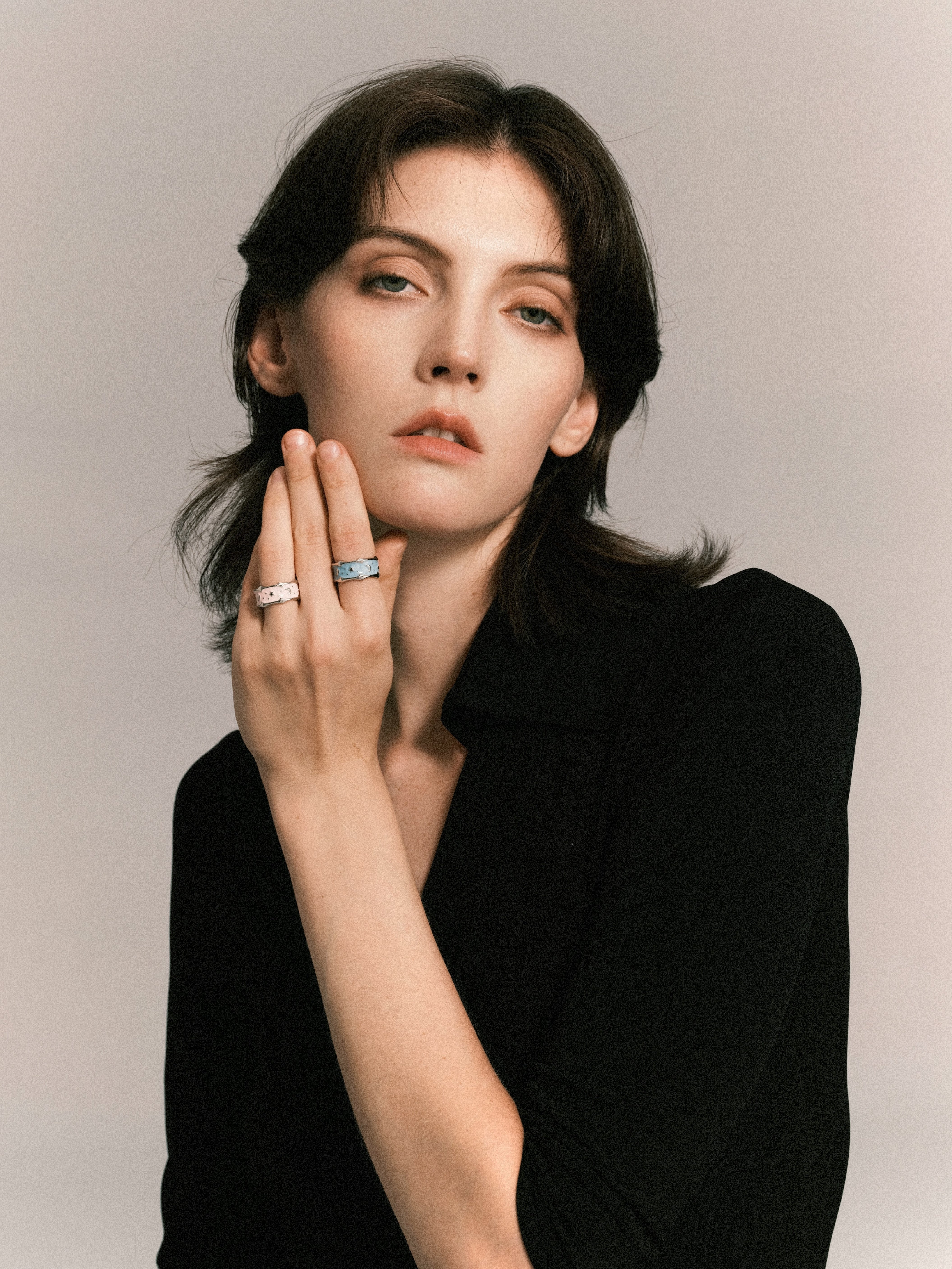 Star N Moon Blue/Pink Ring Set