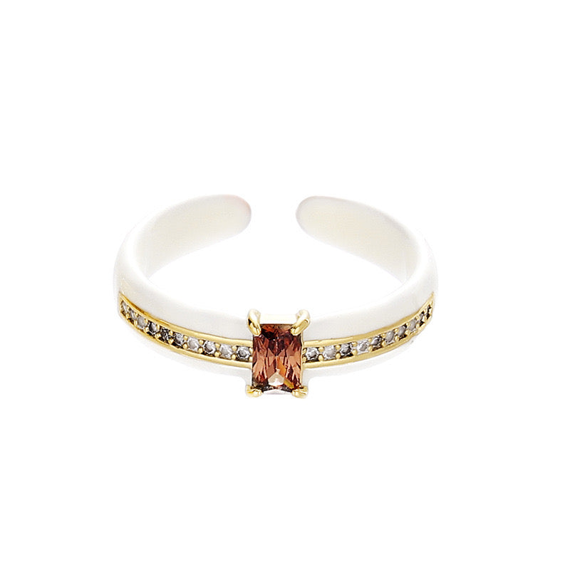 Light Luxury Zircon Cold Enamel Ring