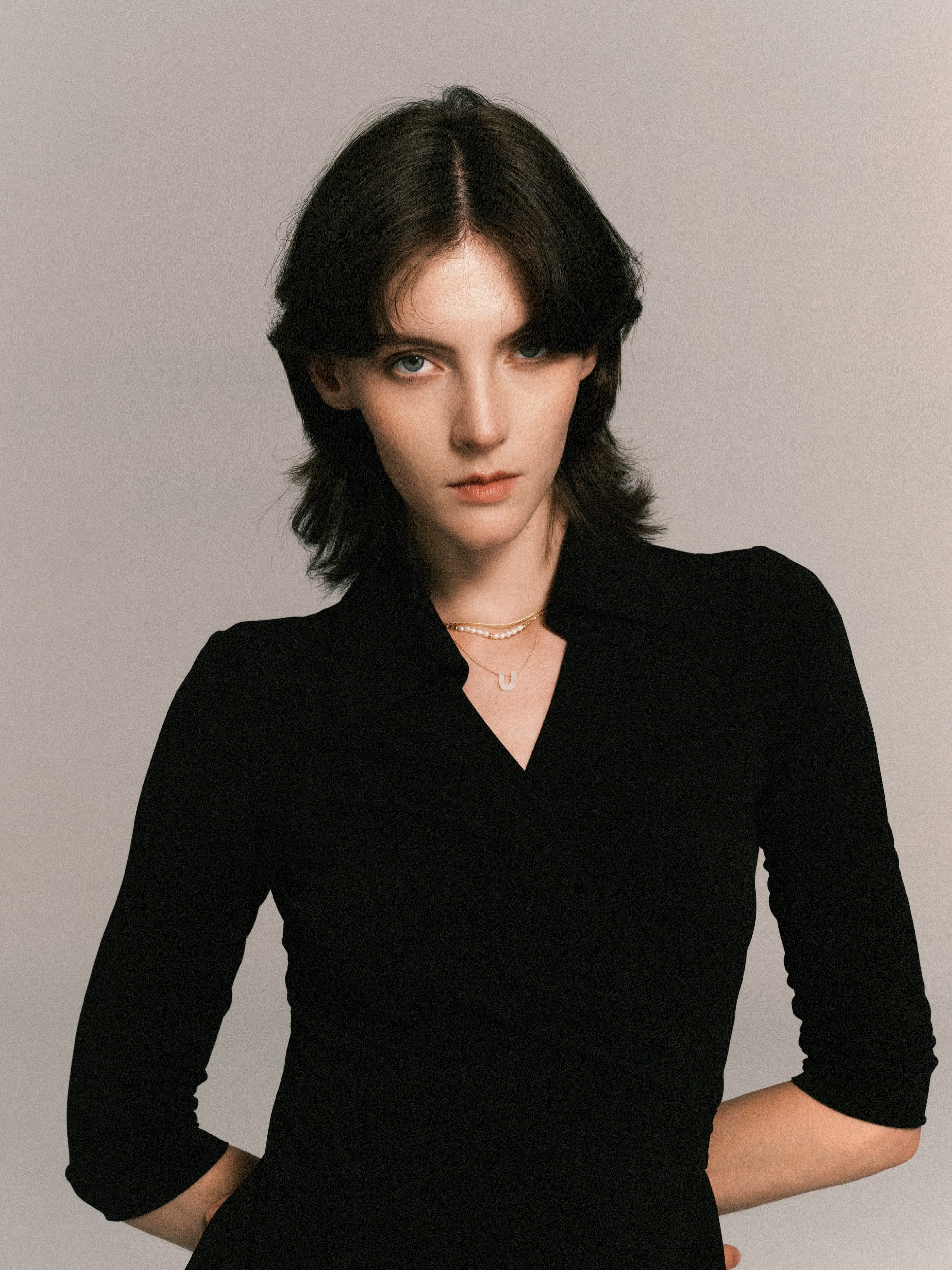 Letter 'U' Natural Pearl Gold Necklace