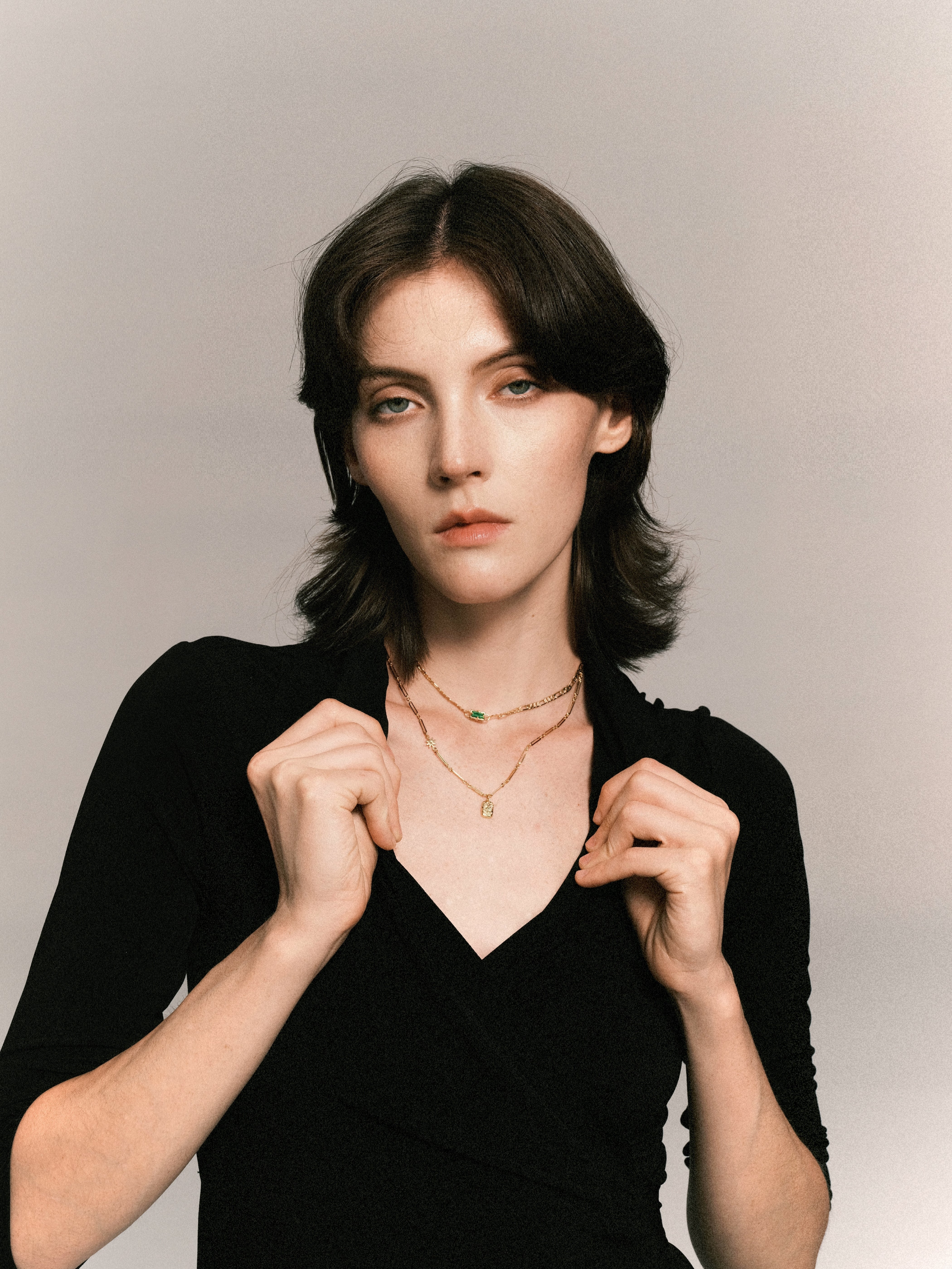 French Light Luxury Emerald Zircon Pendant Necklace