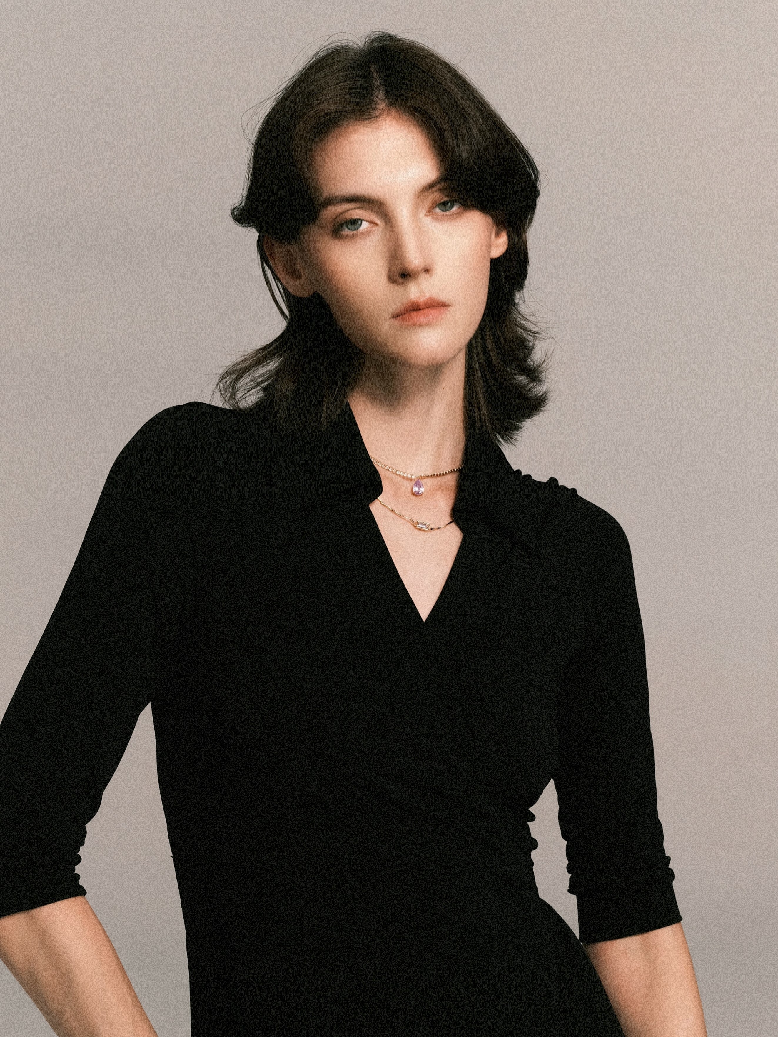 Light Luxury Romantic Purple Zircon Pendant Necklace Set