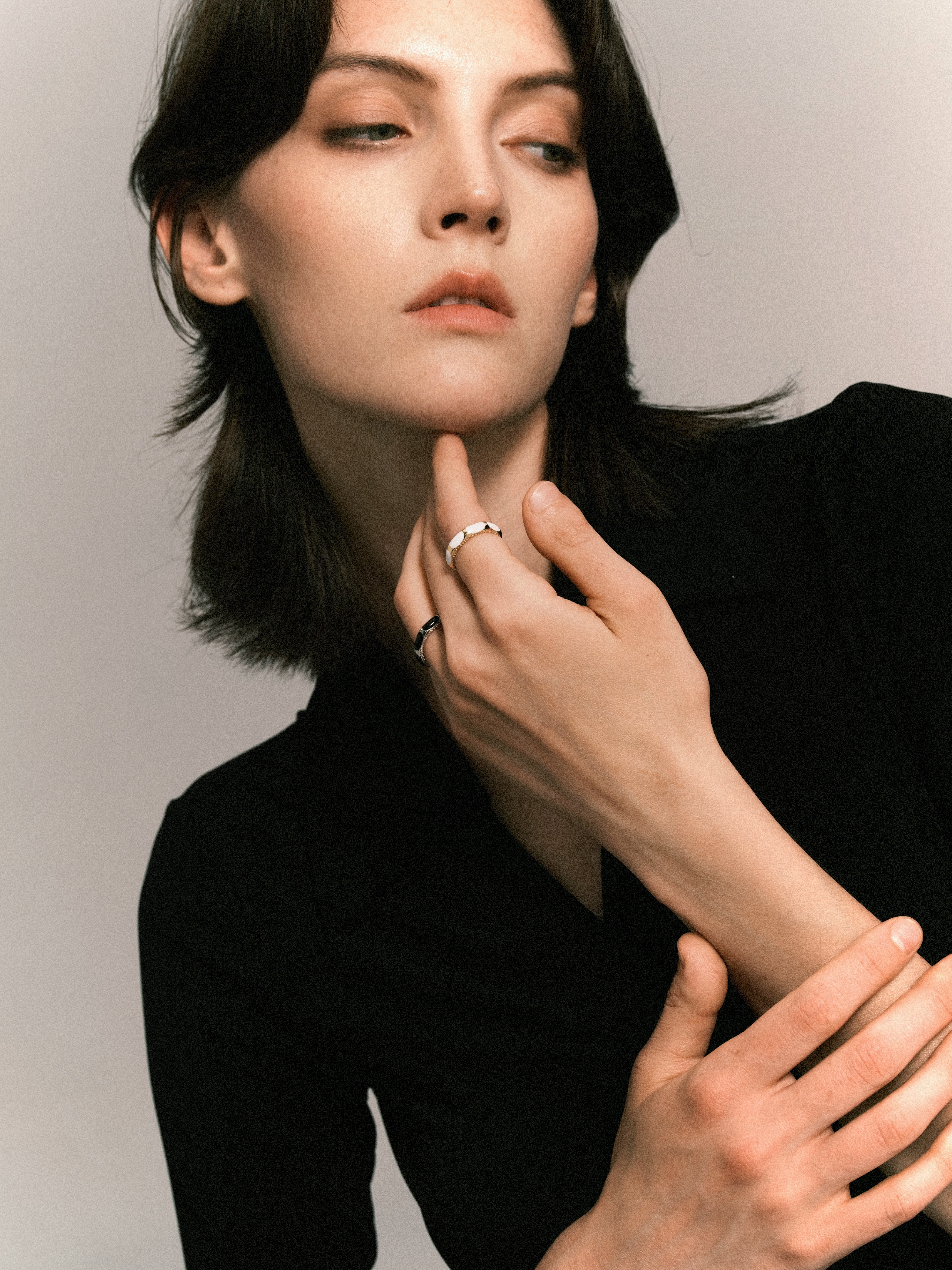 Brass Gold-Plated Cold Enamel Zircon Ring