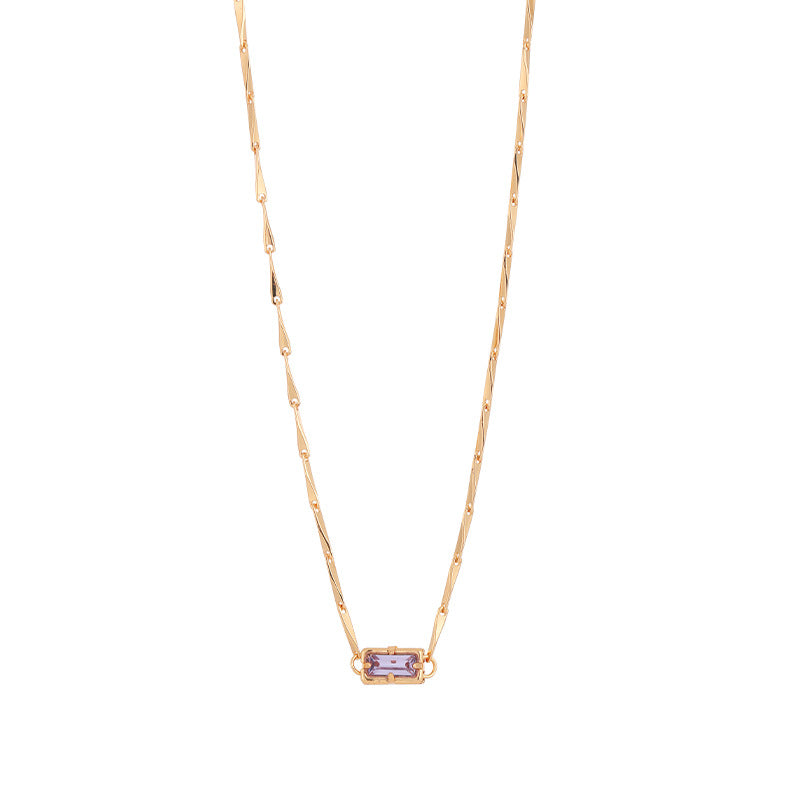 Light Luxury Romantic Purple Zircon Pendant Necklace Set