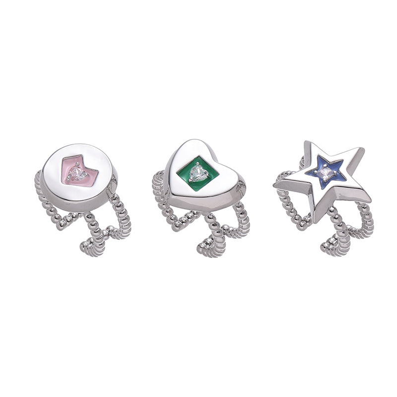 Metallic Zircon Embed Ring