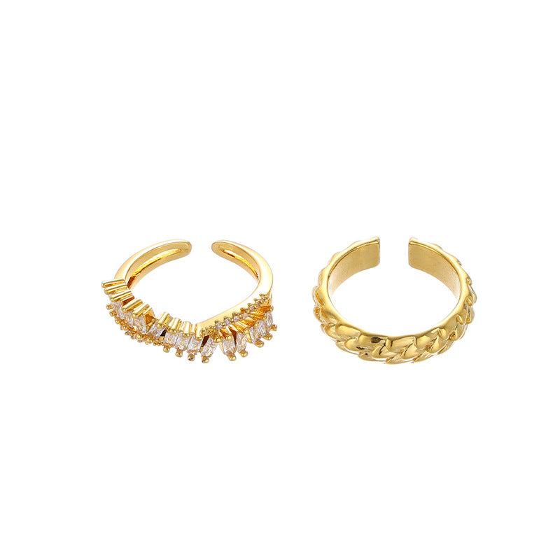 'Time Traveler' Gold-Plated Zircon Ring Set