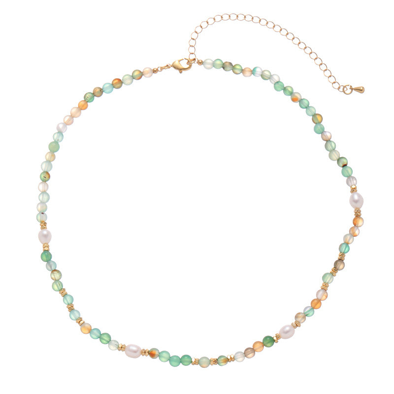 New Chinese Natural Stone Zircon Pearl Necklace