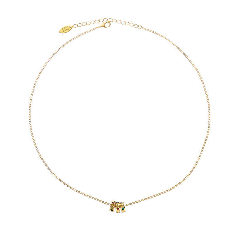 Vintage Zircon Necklace Pendant Earring Set