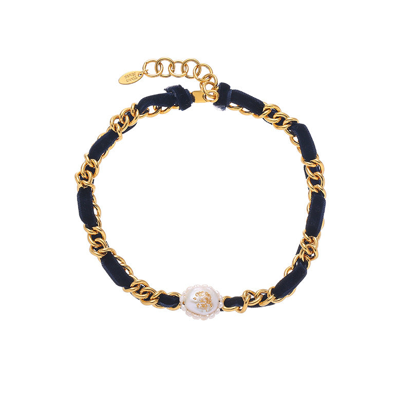 18K Gold Punk Pearl Flannel Necklace