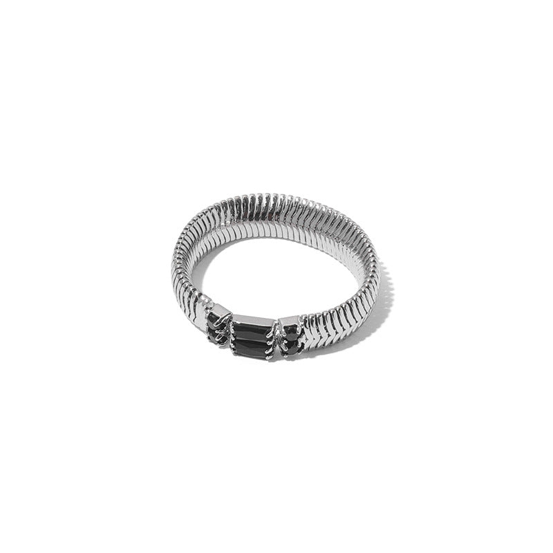 Dark Style Zircon Snake Bone Ring