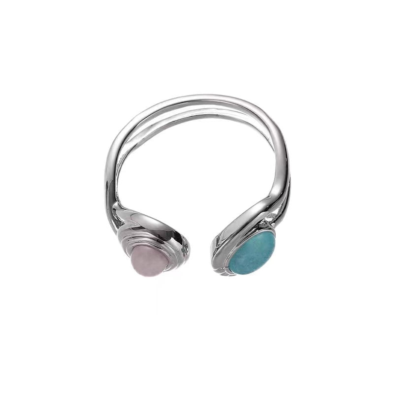 Curved Natural Stone Ring Size 6