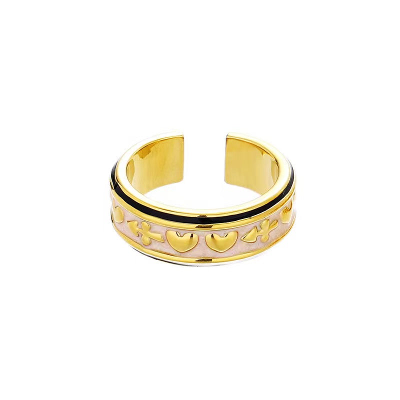 Brass Gold Plated Enamel Ring Set
