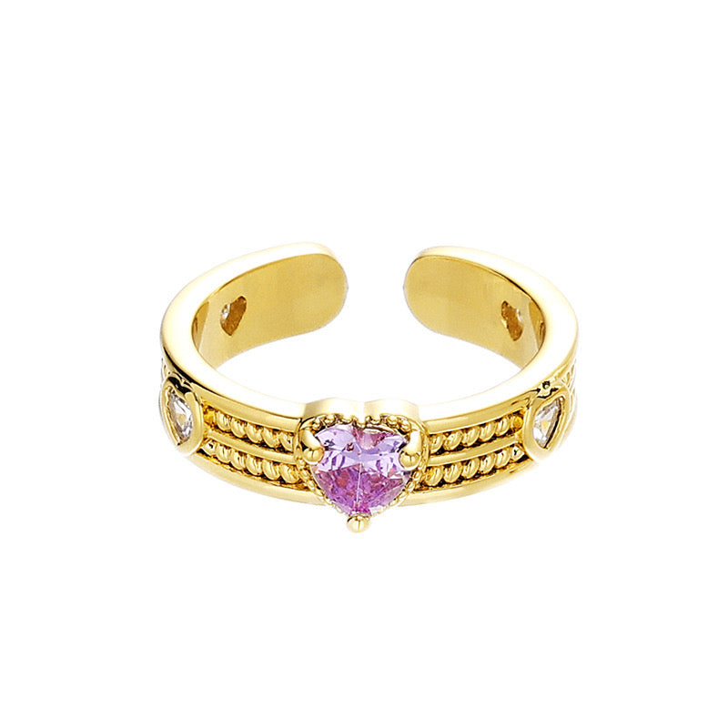 Light Luxury Zircon Love Gold-Plated Ring