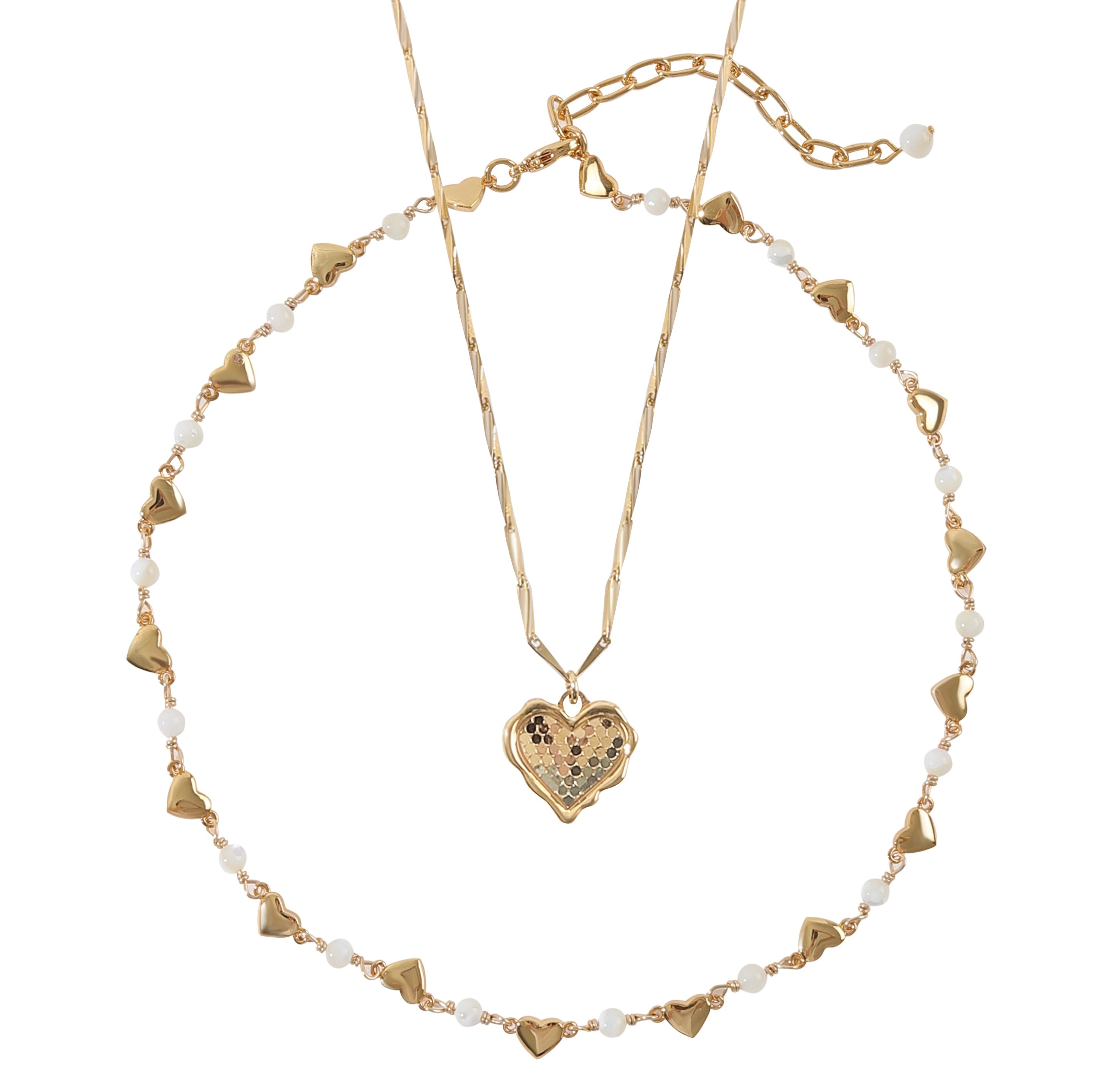 Heart-Shaped Shell Pearl Necklace Combination