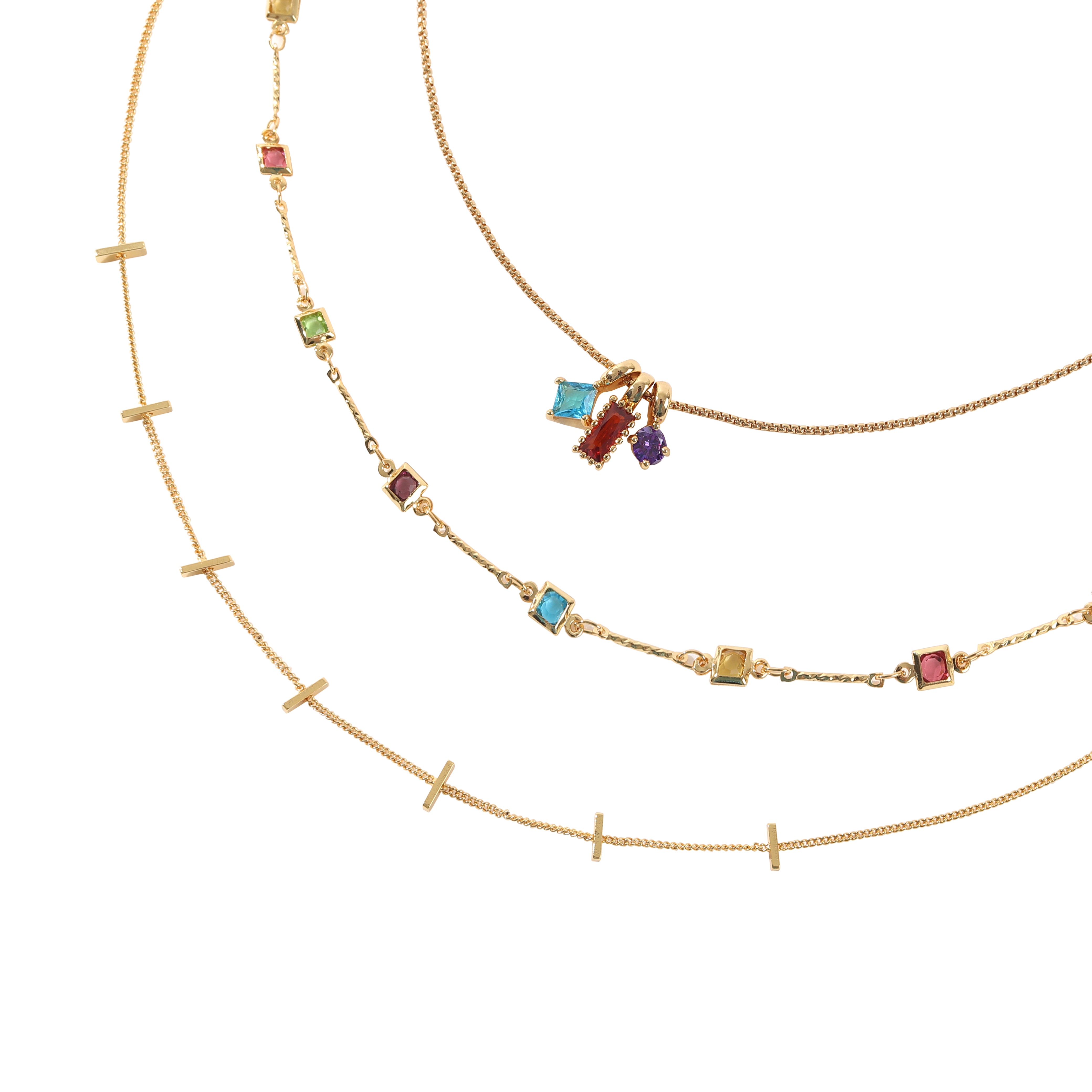 Stained Glass Gold Necklace Set