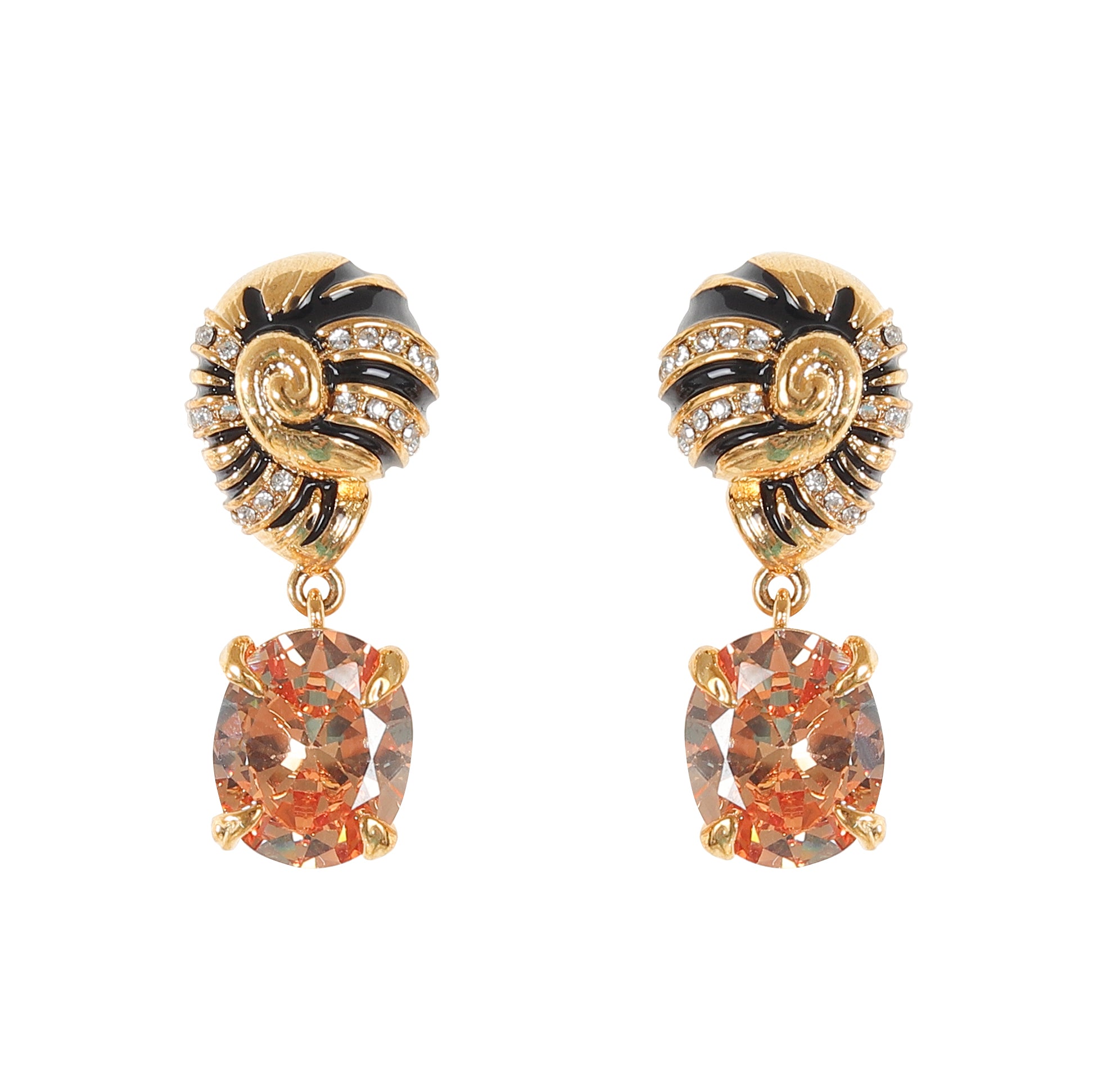 French Vintage Zircon Spiral Earrings