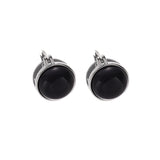 Double-Sided Black Agate Resin Round Earrings