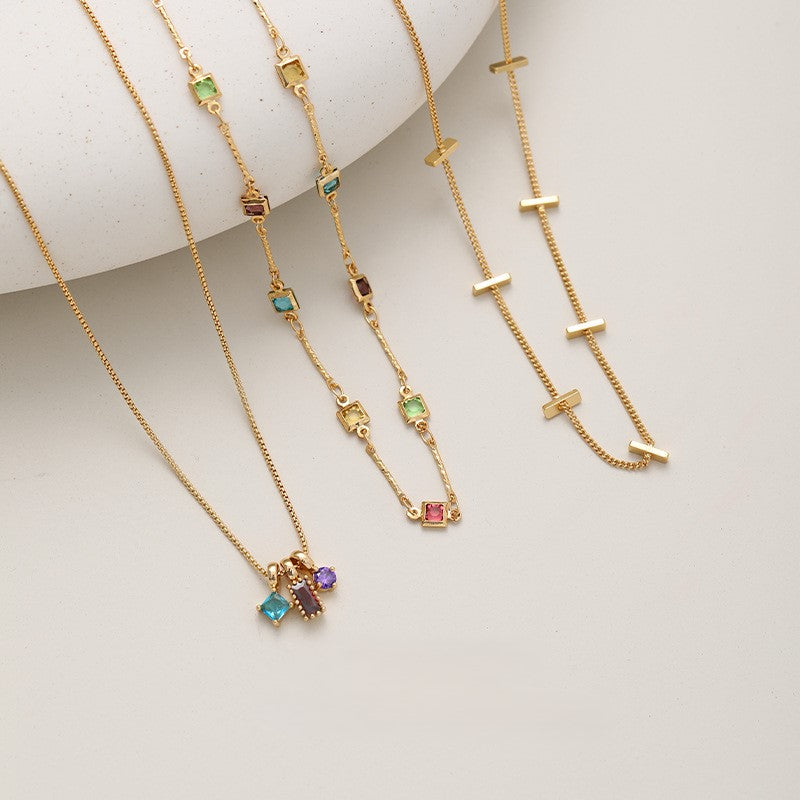 Stained Glass Gold Necklace Set