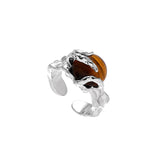 925 Silver Thorn Textured Natural Stone Ring (Size 7)