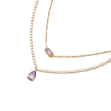 Light Luxury Romantic Purple Zircon Pendant Necklace Set