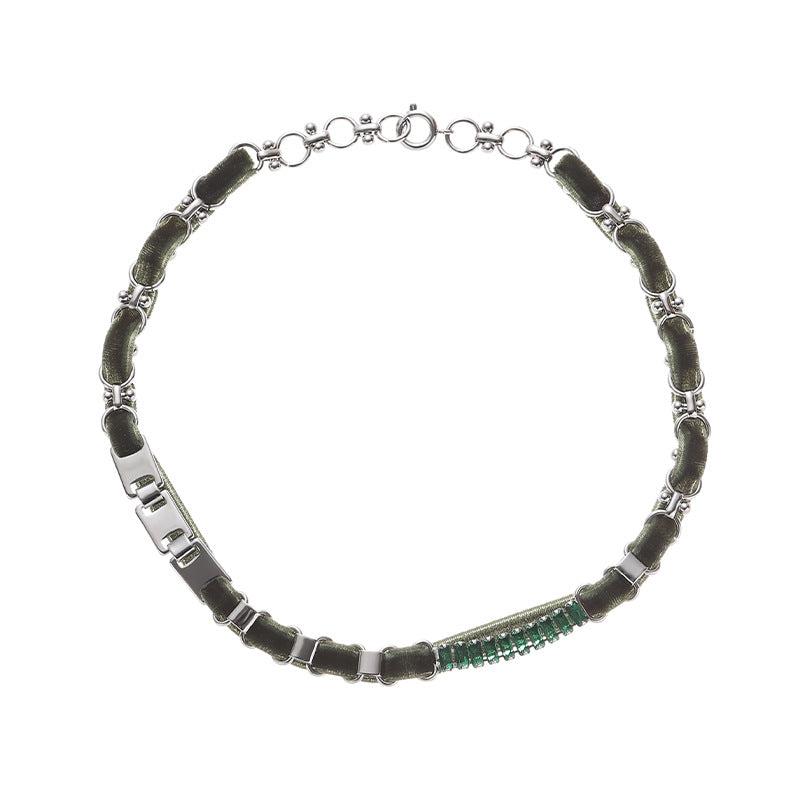 Flannel Textured Emerald Zircon Chocker