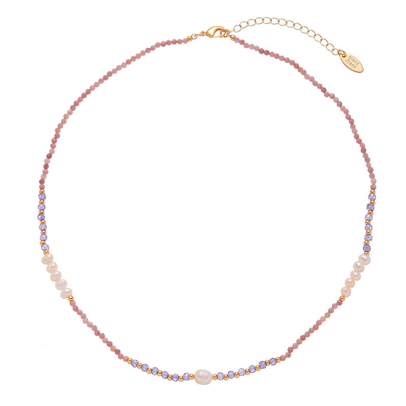 Light Luxury Zircon Natural Pearl Natural Stone Beaded Necklace Set