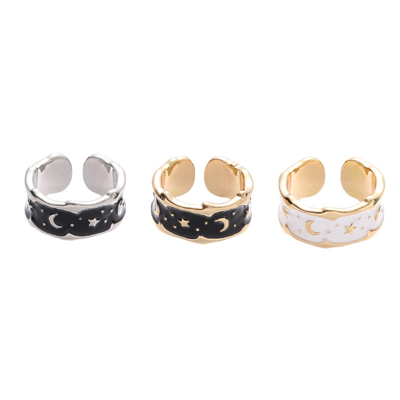 Star N Moon Cold Enamel Ring Set