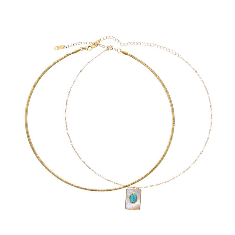 18K Gold-Plated Natural Stone Necklace